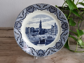 Wandbord Societe Ceramique Mooi Nederland Amsterdam Muntplein blauw 23 cm