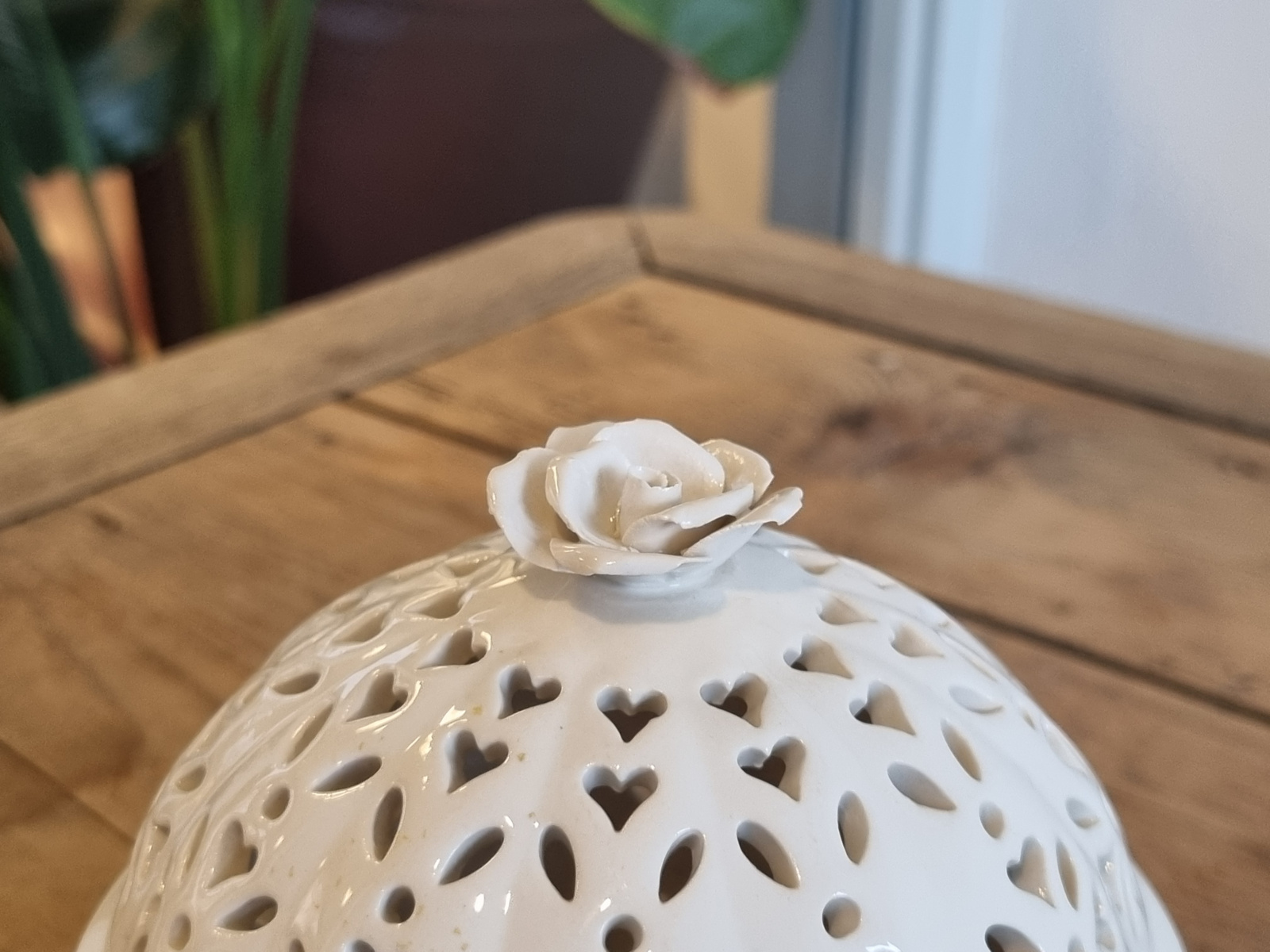 Authentic Leeds Pottery Doosje met roosje deksel (rond) groot