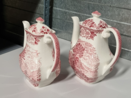 Engels rood Enoch Wedgwood Lochs of Scotland set 2x Koffiepot 18 en 16 cm