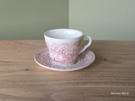 Engels rood English Ironstone Tableware EIT kop en schotel (paard en wagen)