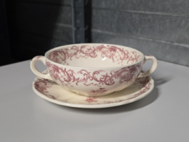 Villeroy en Boch Valeria rood set 4x soepkom met schotel (oude versie!)