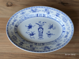 Potiche blauw Petrus Regout ovale schaal 29 cm