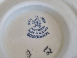 Boerenhoeve blauw Societe Ceramique Sauskom op onderschotel