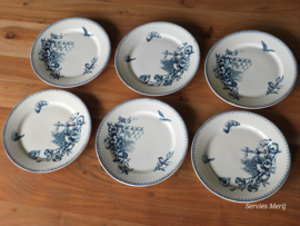 Petrus Regout Malaga petrol set 6x plat dinerbord 24 cm