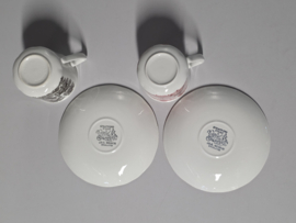 Engels bruin Meakin Stratford Stage set 2x kop en schotel (bruin en rood)