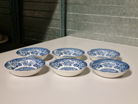 Engels blauw Enoch Wedgwood Lochs of Scotland set 6x Serveerschaaltje Amuse 12,5 cm