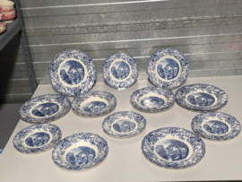 Engels blauw Johnson Bros Mill Stream set 18 borden, 6 persoons