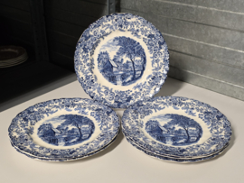 Engels blauw Johnson Bros Mill Stream set 18 borden, 6 persoons