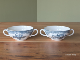 Engels petrol Enoch Wedgwood Asiatic Pheasants set 2x soepkom