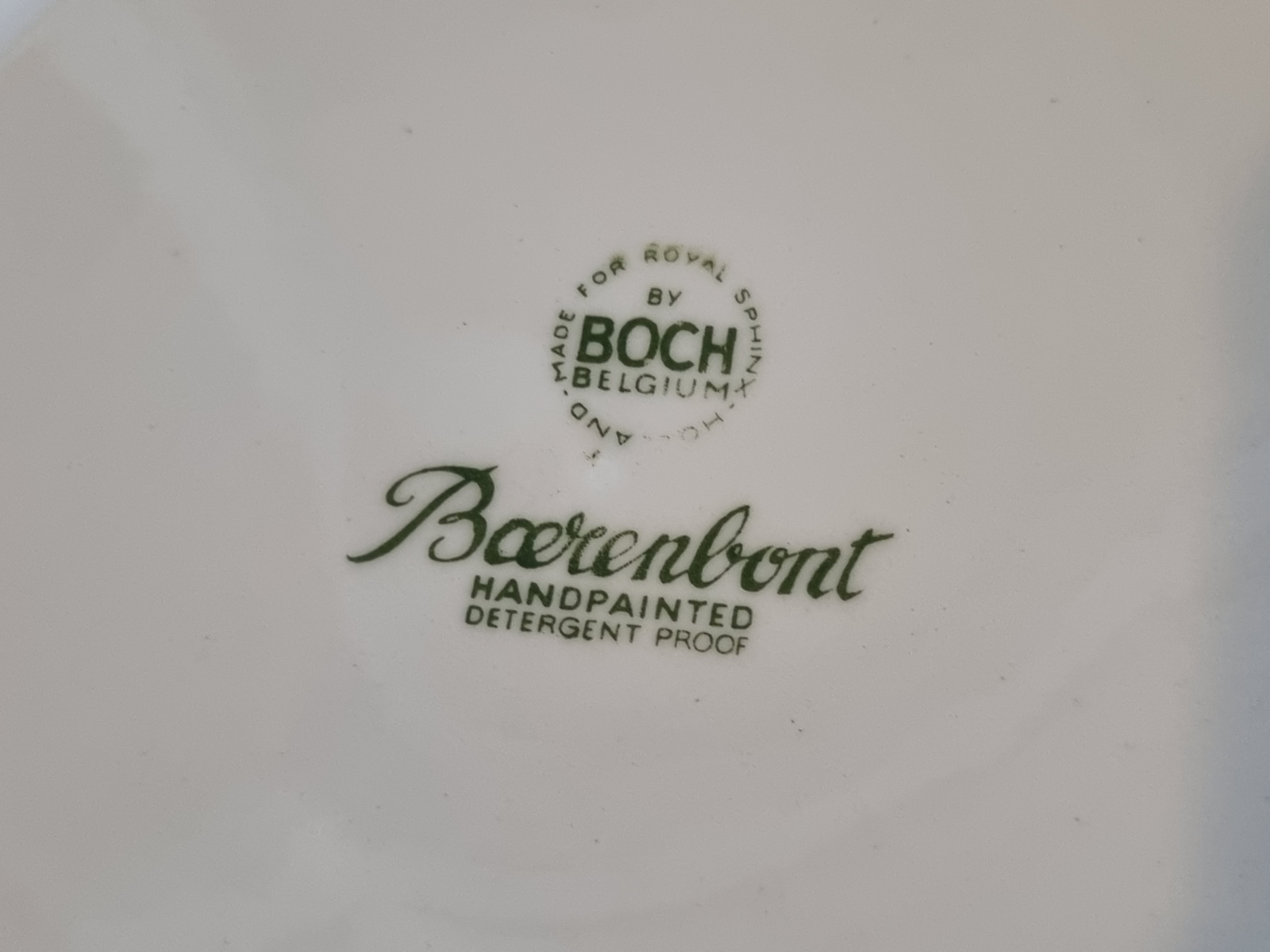 Boerenbont Boch Plat Dinerbord 24,5 cm (gebruikskrasje, oude groen/zwarte stempel)