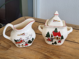 Engels Mason's Christmas Village 1983 robuust Theeservies 4-pers.