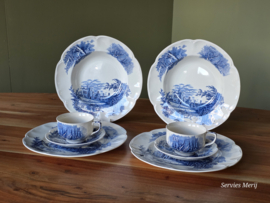 Engels blauw Johnson Bros Haddon Hall serviesset 2 personen