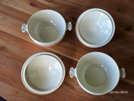 Societe Ceramique creme set 2x dekschaal terrine 20,5 cm