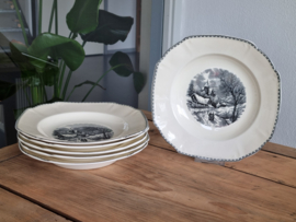 Landschap Zwart Societe Ceramique set 6x Diep Bord | Pasta Bord (vierkant model, wit)