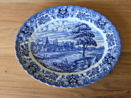 Engels blauw Olde Country Castles ovale schaal 30 cm