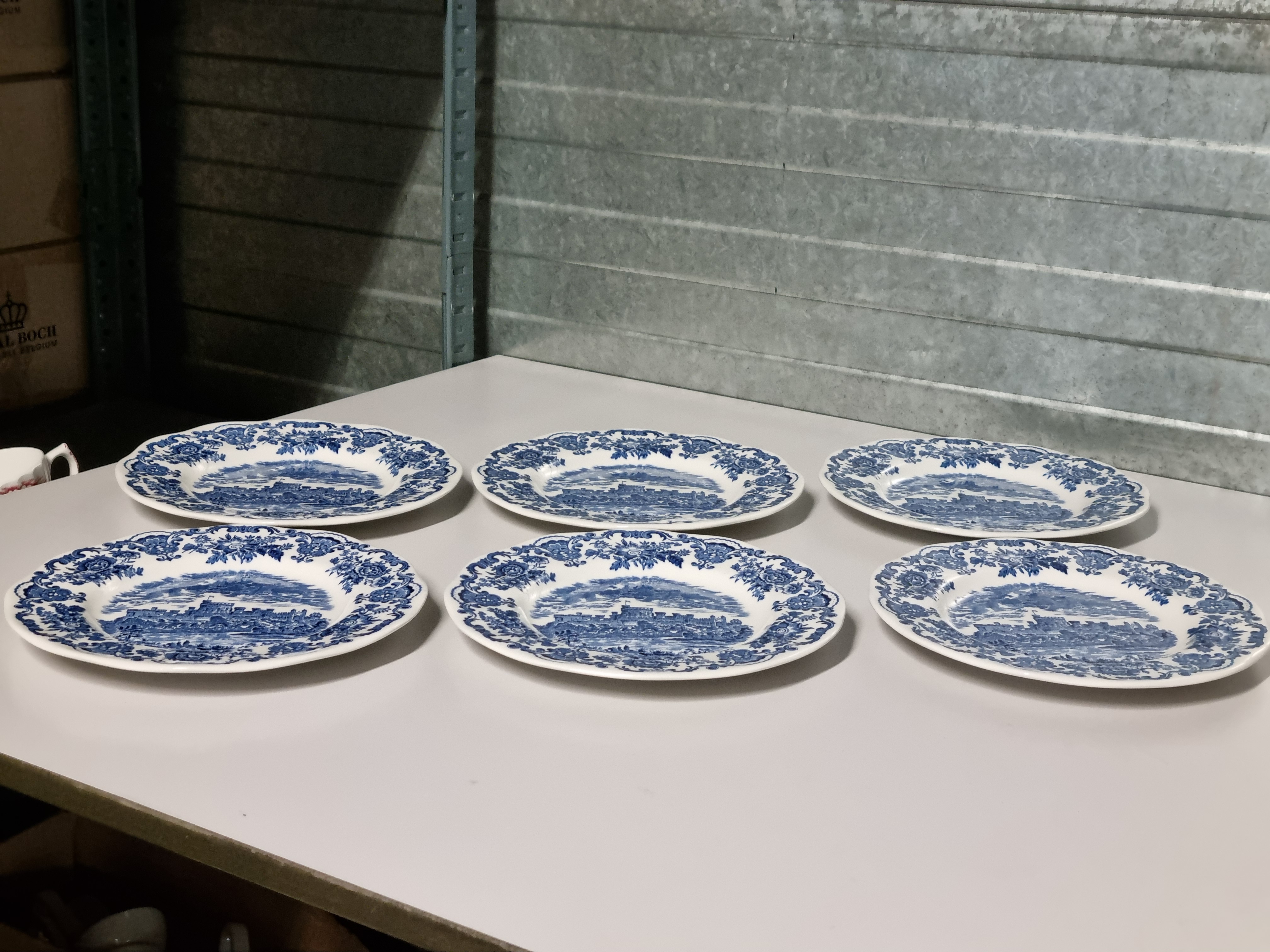 Engels blauw Enoch Wedgwood Royal Homes Of Britain set 6x ontbijtbord 22,5 cm