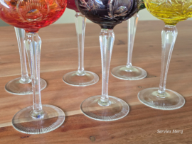 Boheems Kristal Glas set (3) van 6x op hoge voet 18,5 cm alle kleuren