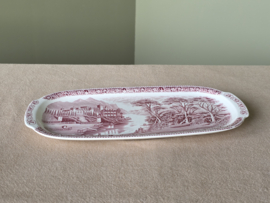 Regout Castillo Old England rood schaal 33 cm (rechthoekig) met greepjes