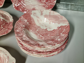 Engels rood Johnson Bros Olde English Countryside serviesset 8 personen