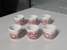 Engels rood Myott's Country Life set 6x eierdopje