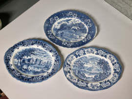 Engels blauw Set 3x mix & match ovale serveerschaal