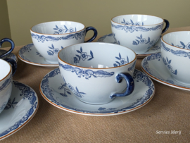 Rorstrand Ostindia East Indies set 6x Thee Kop en schotel 8 cm (Aardewerk)