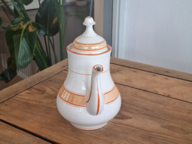 Societe Ceramique Koffiepot (vintage/retro wit met oranje)