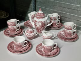 Engels rood Olde Country Castles Koffieservies 10 personen