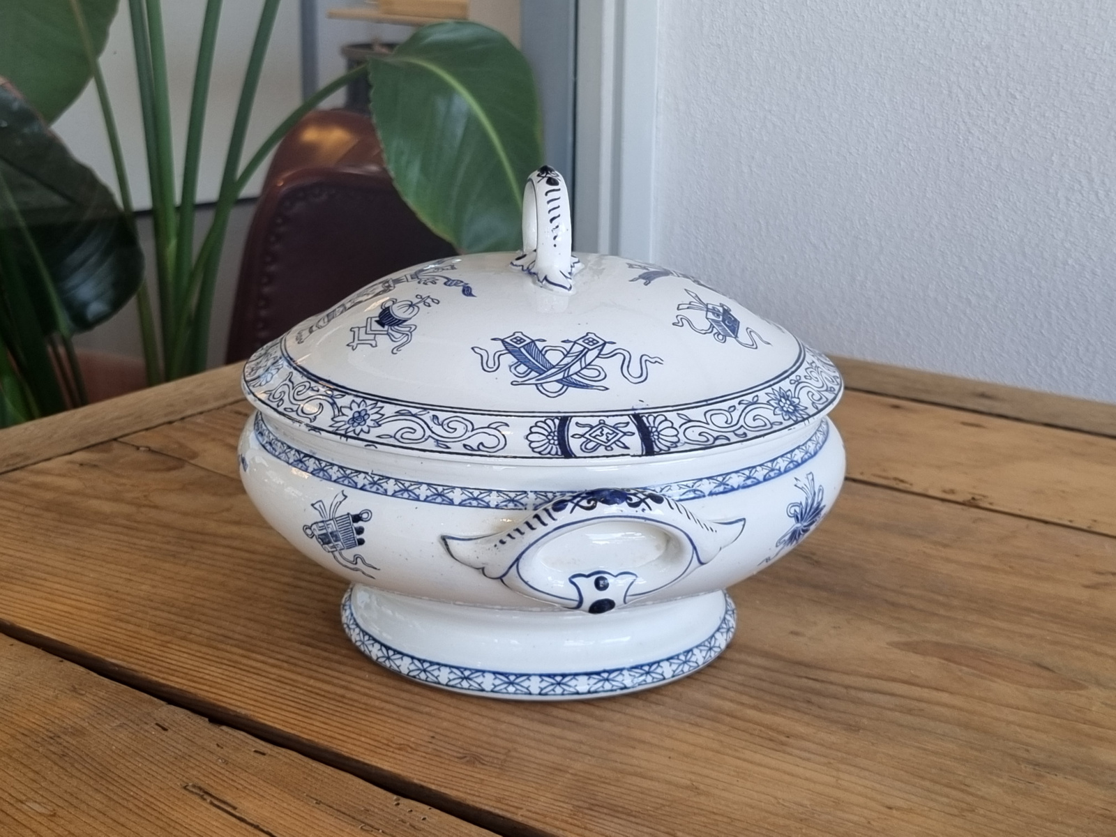 Potiche blauw Societe Ceramique Dekschaal terrine 19 cm