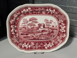 Engels Copeland Spode's Tower rood grote rechthoekige schaal 38 cm