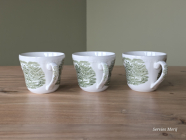 Engels groen Coaching Taverns Royal Tudor Ware Staffordshire set 3x kop