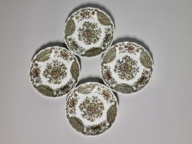 Engels Ridgway Windsor groen gekleurd set 4x gebaksbordje 15 cm