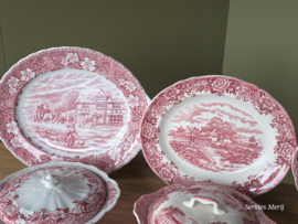 Engels rood Mix & Match compleet dinerservies 6 personen 30 delen