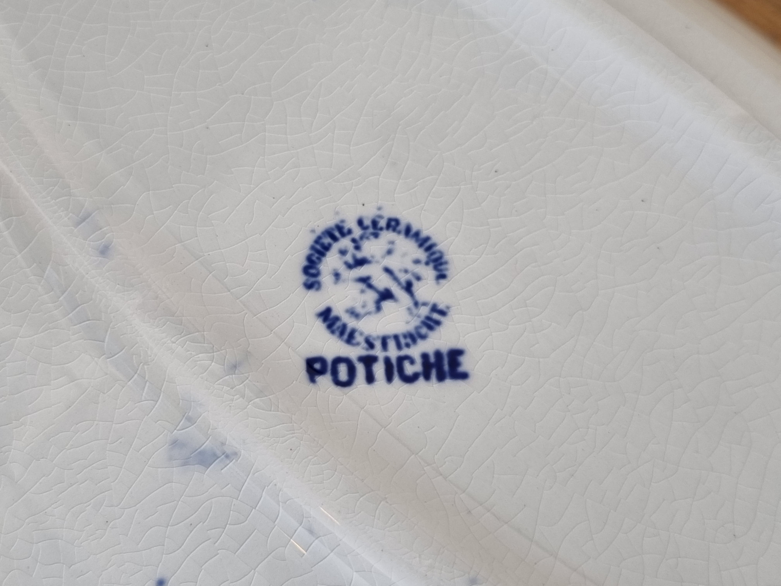 Potiche blauw Societe Ceramique ovale Schaal klein 25 cm