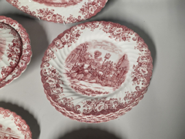 Engels rood Coaching Scenes Eetservies 8-persoons