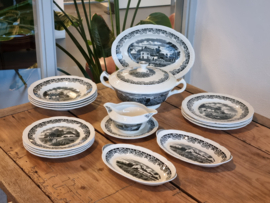 Boerenhoeve Zwart Societe Ceramique compleet eetservies 4 personen