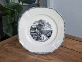 Landschap Zwart Societe Ceramique Dinerbord (vierkant model, wit)