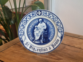 Wandbord Societe Ceramique Vincentius à Paulo 23,5 cm (blauw)