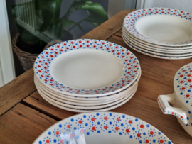 Nimy Belgium rood blauw stipje compleet vintage Kinderservies