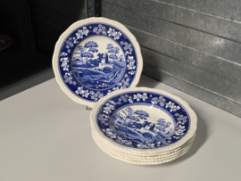 Engels Copeland Spode's Tower blauw set 6x diepe borden 23,5 cm