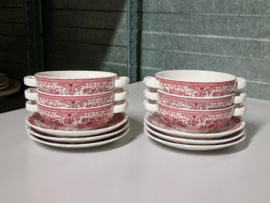 Villeroy en Boch Fasan rood set 6x Soepkom met Schotel