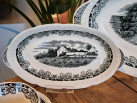 Boerenhoeve Zwart Societe Ceramique compleet koffieservies theeservies 6 personen