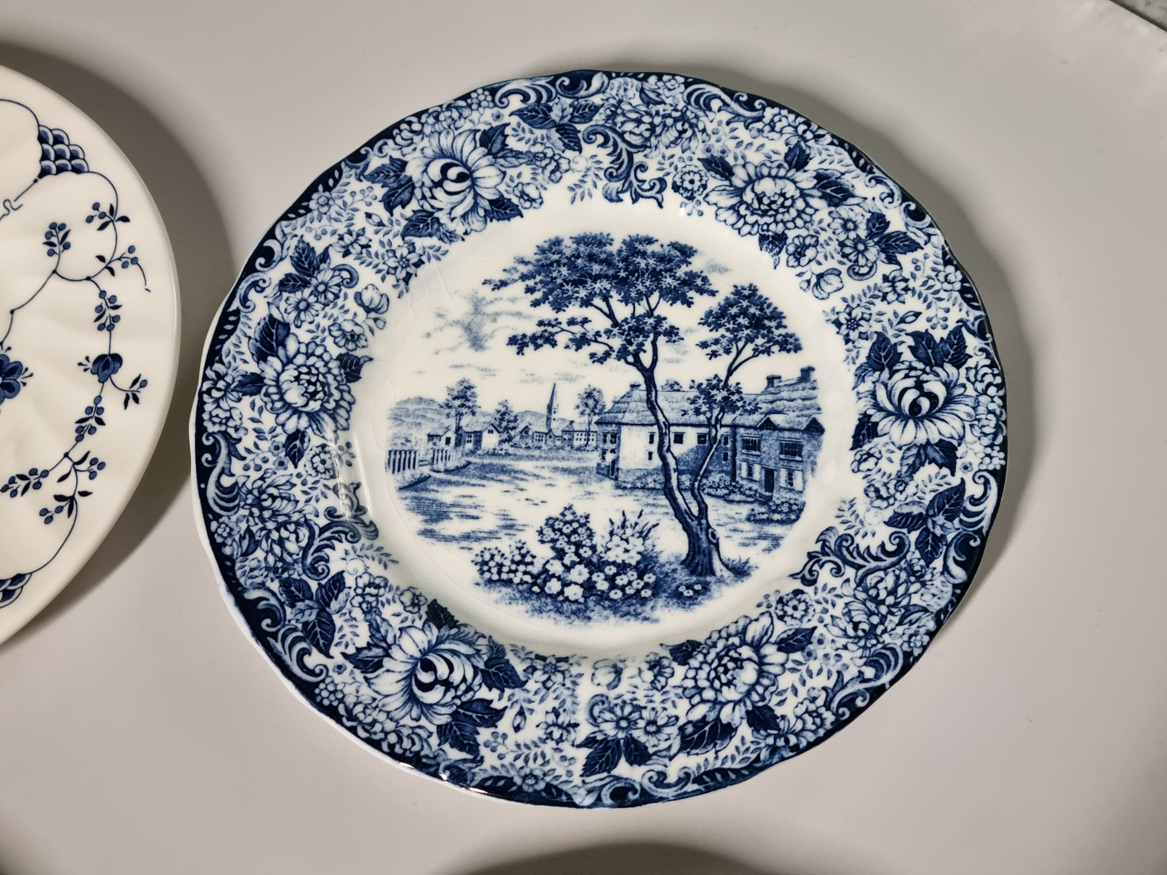 Engels blauw Set 6x mix & match ontbijtbord dessertbord 20 cm
