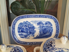Regout Old England Castillo blauw complete dinerset 8 personen (hoekig model)