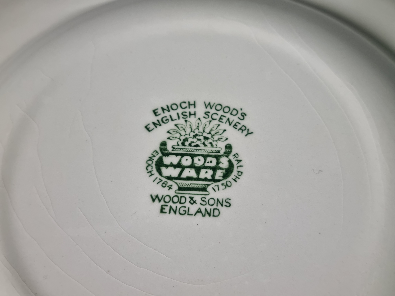 Engels groen Wood & Sons Woods Ware Diep curry pasta bord 23 cm