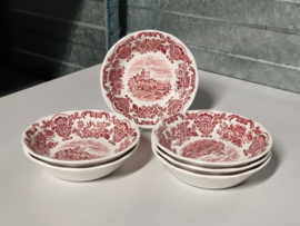 Engels rood Enoch Wedgwood  Royal Homes of Britain set 6x schaaltje 12,5 cm