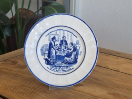 Petrus Regout blauw bord J. Cats 20,5 cm