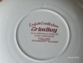 Engels rood Grindley Country Inns set 6x Soepkom met schotel
