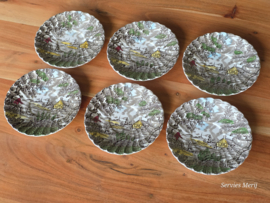 Engels gekleurd Jachtservies Myott The Hunter set 6x soepkom met schotel
