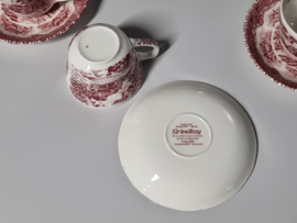 Engels rood Grindley Country Inns Koffieservies 8 persoons